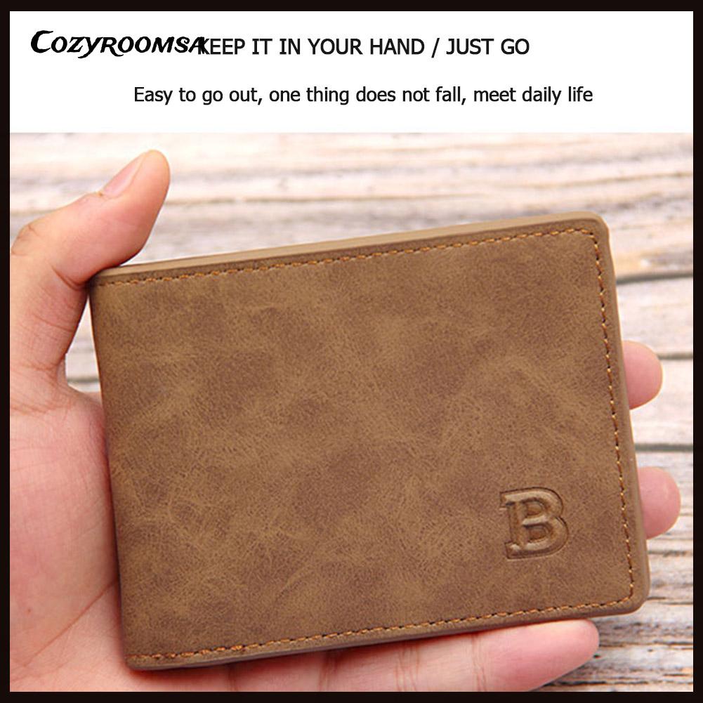 Ví nam mini mỏng nhẹ kèm ngăn đựng thẻ &amp; khóa kéo &amp; giá đỡ