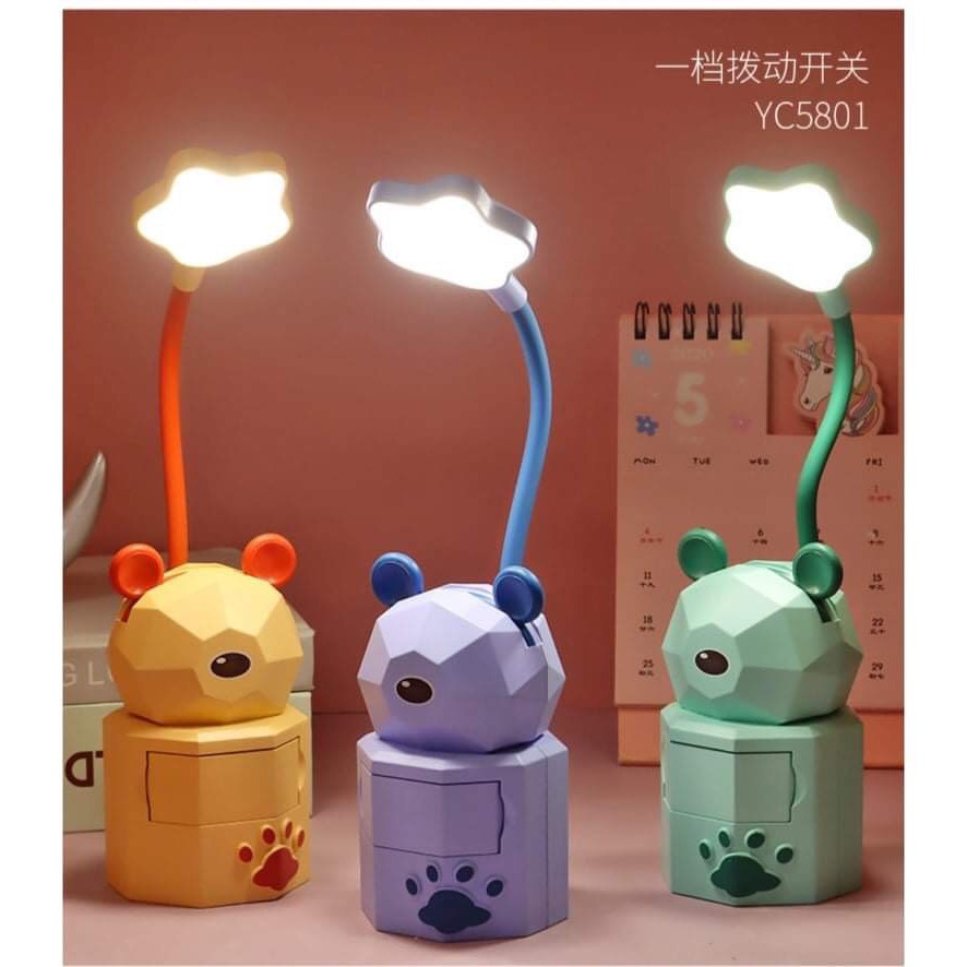 Đèn ngủ để bàn -đèn ngủ hình thú tích điện dễ thương có giá để điện thoại hoặc phụ kiện tiện lợi