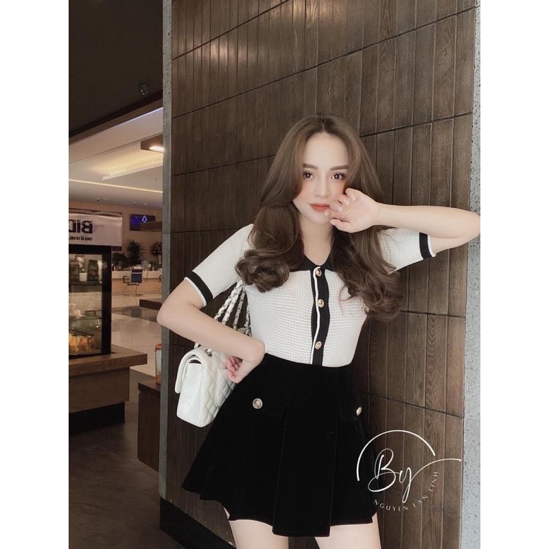 Chân váy nhung nắp túi 2 màu dành cho nữ | BigBuy360 - bigbuy360.vn
