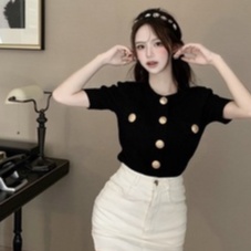 Áo len mongtoghi cúc vàng to hàng Quảng Châu