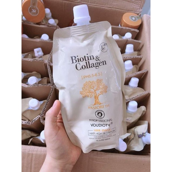 DẦU HẤP Ủ PHỤC HỒI TÁI SINH TÓC BIOTIN COLLAGEN VOUDIOTY PASIORI 500ML CHÍNH HÃNG