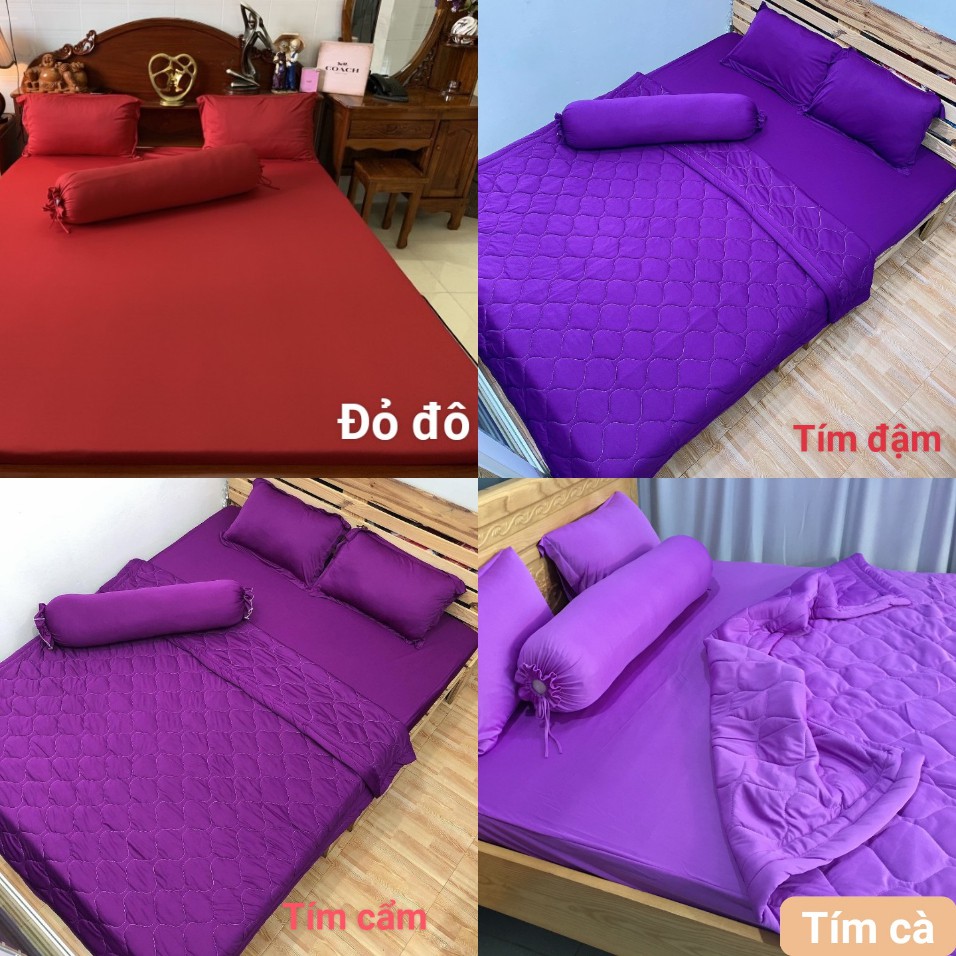 Bộ Drap Mền Thun Lạnh Màu Trơn Cao Cấp Combo 5 Món ( 1 Drap + 2 vỏ gối nằm+ 1 vỏ gối ôm + 1 mền)