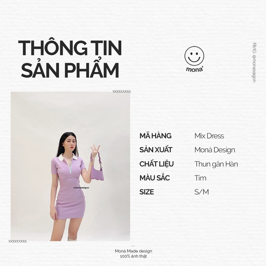 MONÁ - Đầm polo ôm body - MIX DRESS - TÍM MÔN | BigBuy360 - bigbuy360.vn