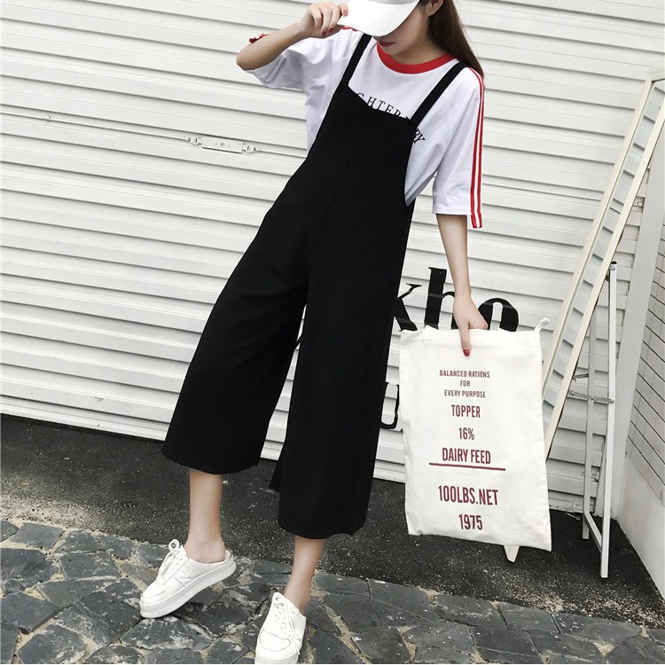 Quần Yếm Jean Màu Đen Ống Rộng Năng Động Thời Trang Cho Nữ | BigBuy360 - bigbuy360.vn