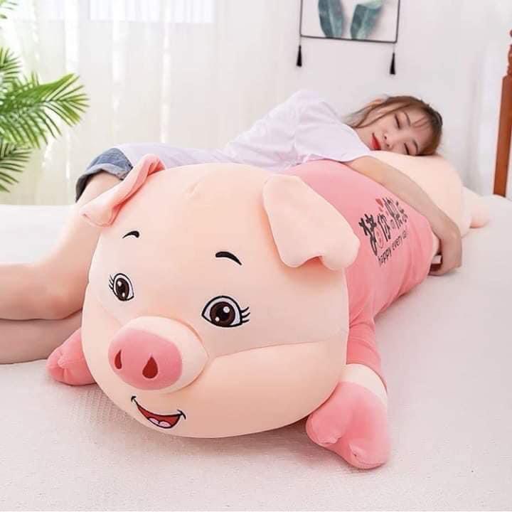 Gấu bông heo áo hồng cute gối ôm lợn đáng yêu mềm mịn, thú nhồi bông cho bé TK23