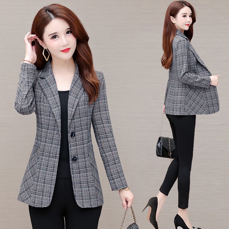 Áo Khoác Blazer Ngắn Họa Tiết Kẻ Sọc Thời Trang Thu Đông Mới 2022