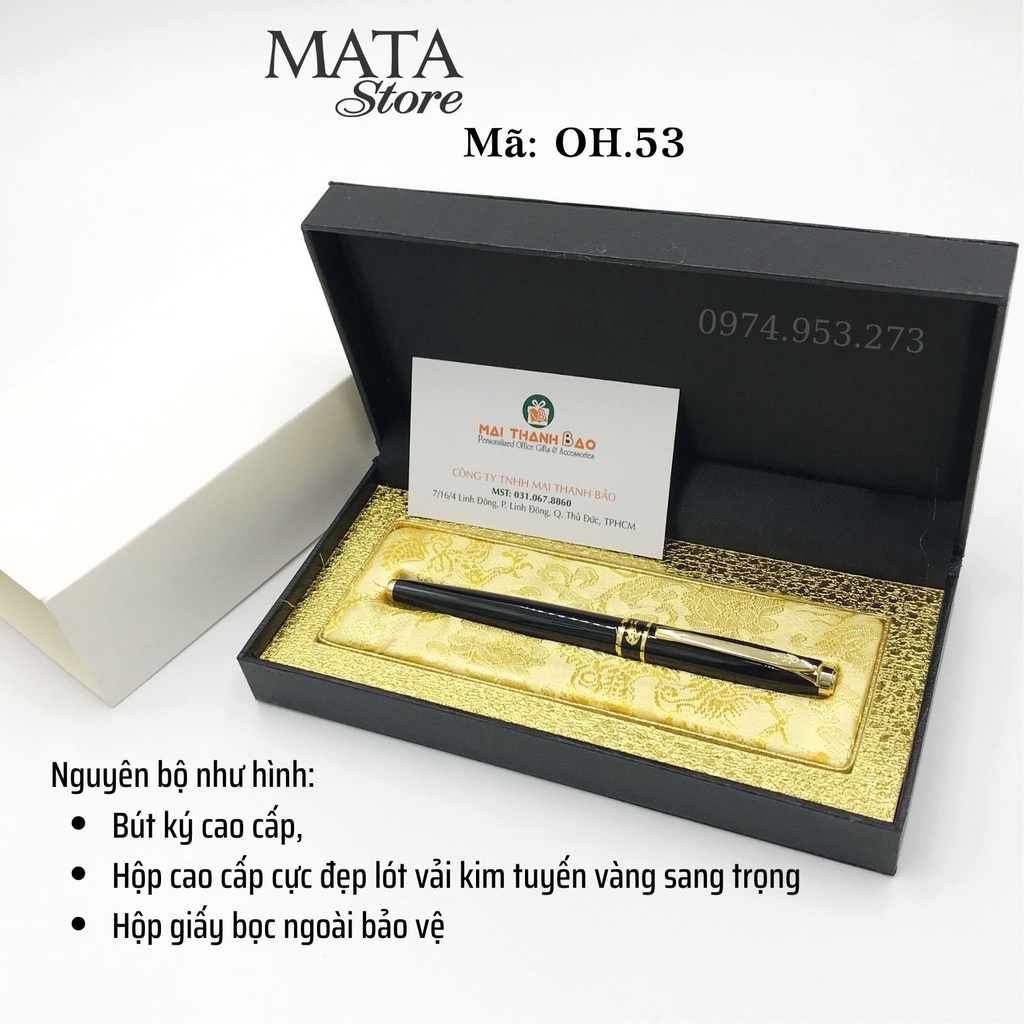 Bút ký cao cấp Cá sấu Crocodile mã OH.53 hàng xịn, nắp rút, mực nước, quà tặng doanh nhân khắc tên đẹp MataStore
