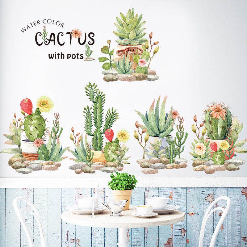 Decal trang trí tường - Những cây xương rồng