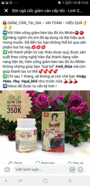 GIÁ GỐC VIÊN GIẢM BÉO TÁO ĐỎ AN NHIÊN LINH SPA CHUẨN | BigBuy360 - bigbuy360.vn
