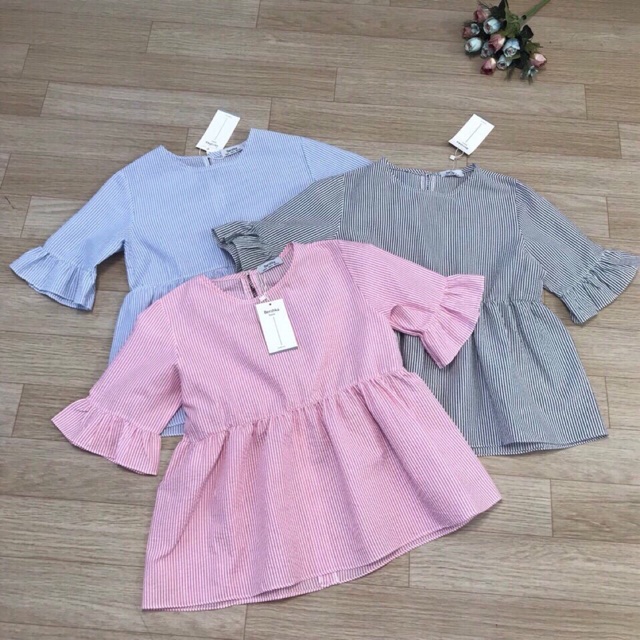 Sơ mi babydoll kẻ sọc