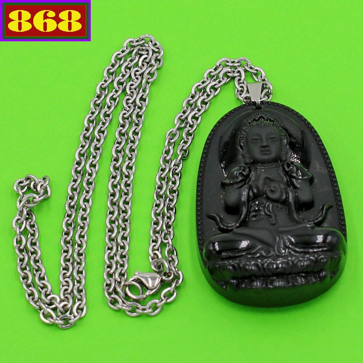 Vòng cổ Đại nhật như lai 5 cm đá màu đen DITTEN5 - Hộ mệnh tuổi Mùi, Thân