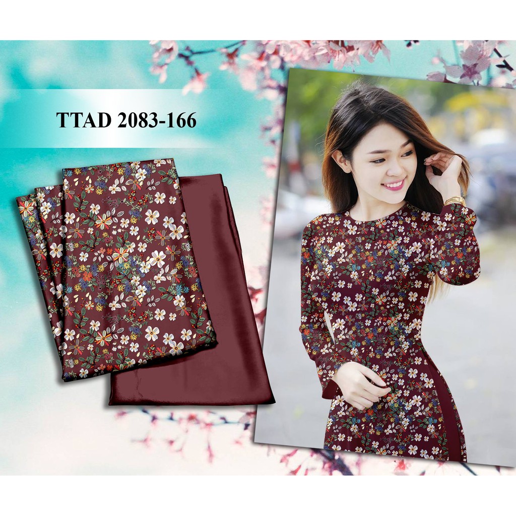 Vải áo dài in 3D họa tiết hoa nhí, chất liệu mềm mịn siêu đẹp