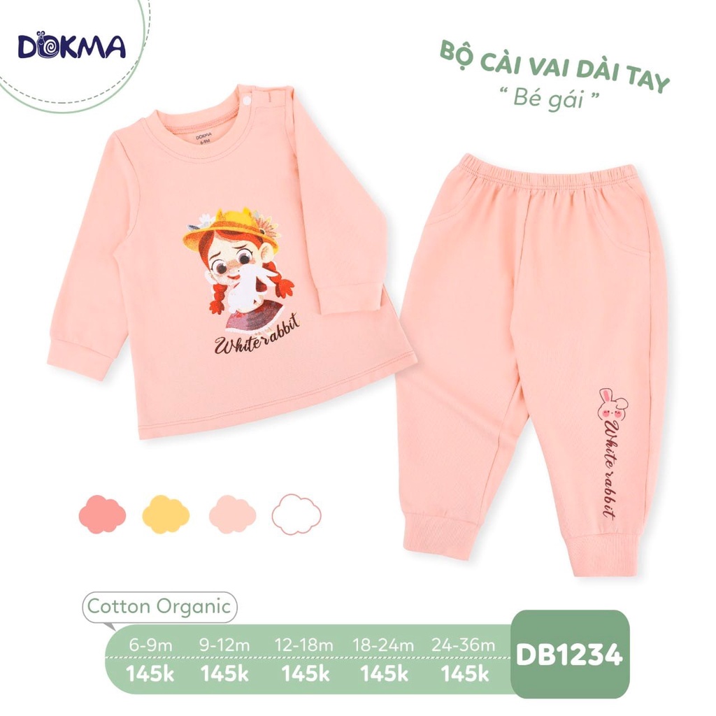 Bộ dài tay mỏng thu đông bé gái Dokma DB1156