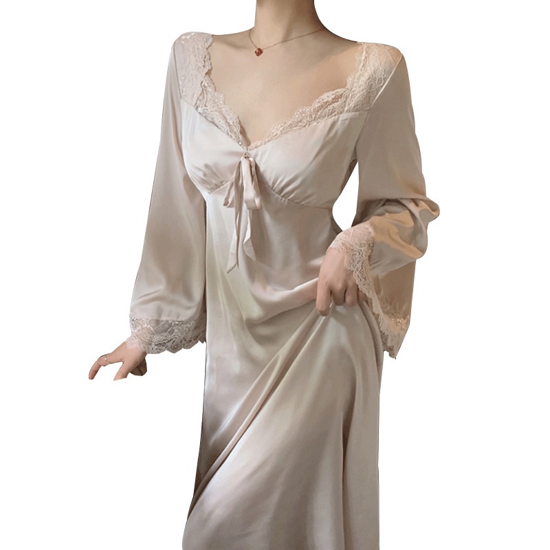 Bộ Đồ Ngủ Tay Dài Cổ Chữ V Có Đệm Ngực Thời Trang Pháp Hàng Mới 2022