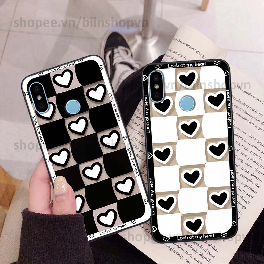 Ốp Xiaomi Redmi 6 Pro / Mi A2 Lite caro trái tim nhiều màu sắc, đầy cá tính, khẳng định phong cách