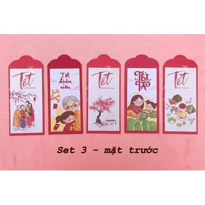 Set 10 Lì Xì Tết Trộn Màu Đóng Sẵn Trong Túi Kính  (Ảnh Thật)