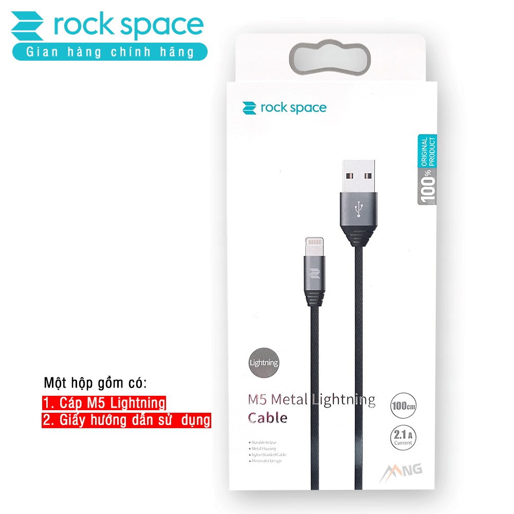 Dây sạc nhanh iPhone chính hãng Rockspace M5 dây dù 1 mét ổn định không nóng máy bảo hành 1 năm 1 đổi 1 mới