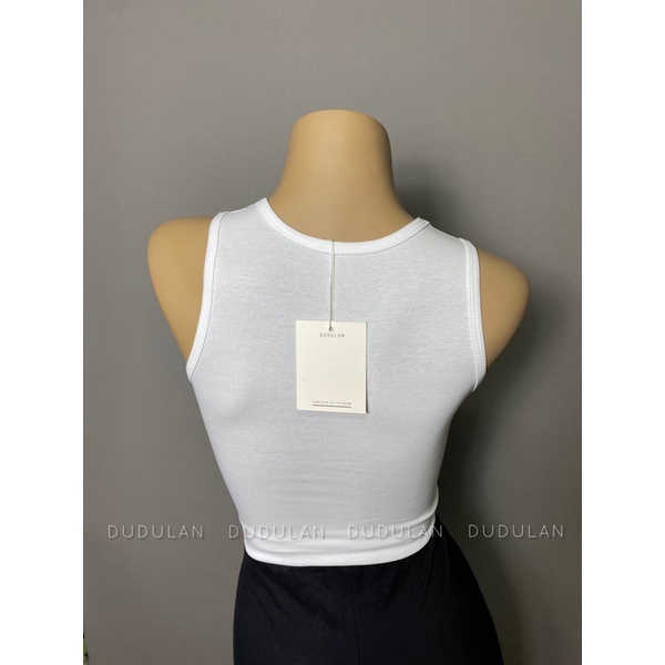 Áo croptop ba lỗ nữ cotton zip A4 DUDULAN - Áo khoét nách cotton