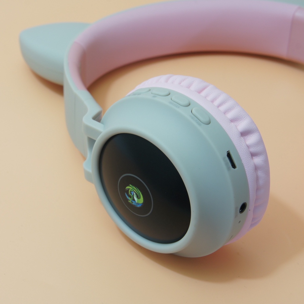 Tai Nghe Bluetooth Huqu BT028C - Hinh Con Mèo Phát Sáng Đẹp Mắt, Công Nghệ Không Dây 5.0