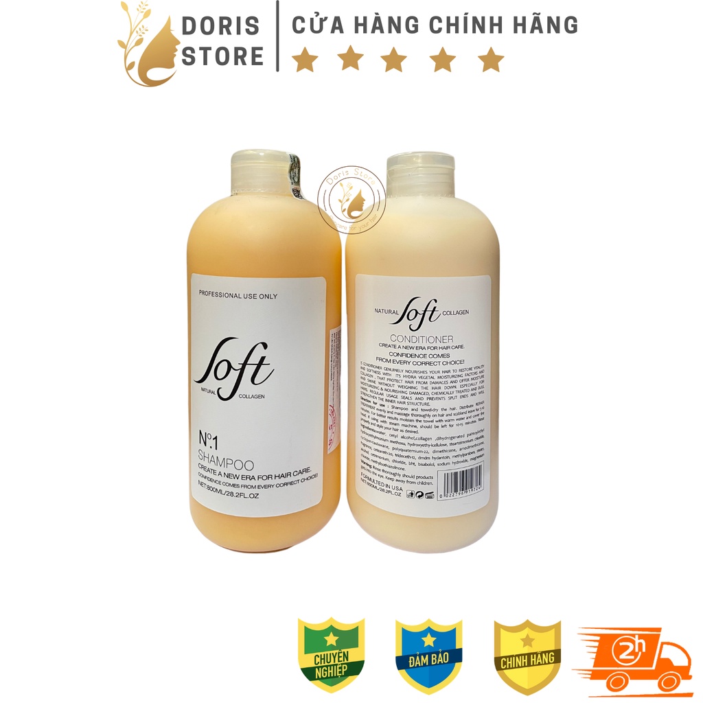 SOFT- CẶP DẦU GỘI DẦU XẢ NGĂN NGỪA GẦU, TÓC BÔNG XÙ, TÓC GÃY PHỤC HỒI TÁI TẠO CẤU TRÚC TÓC SOFT 800ML