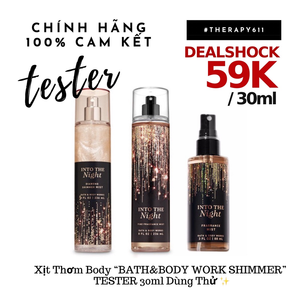 ..::✨Xịt toàn thân Body Mist Bodymist Bath & Body Works - Into The Night fullseal/236ml✨::..