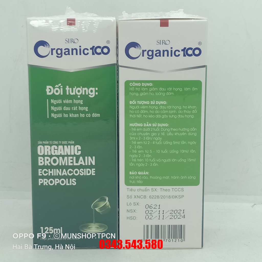 Siro ho ORGANIC 100  chai 125ml