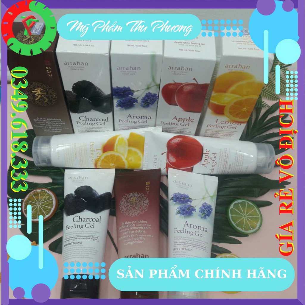 Kem Tẩy Tế Bào da chết vị hoa quả táo chanh hoa oải hương than hoạt tính đông y la hán Arrahan lemon White Peeling Gel