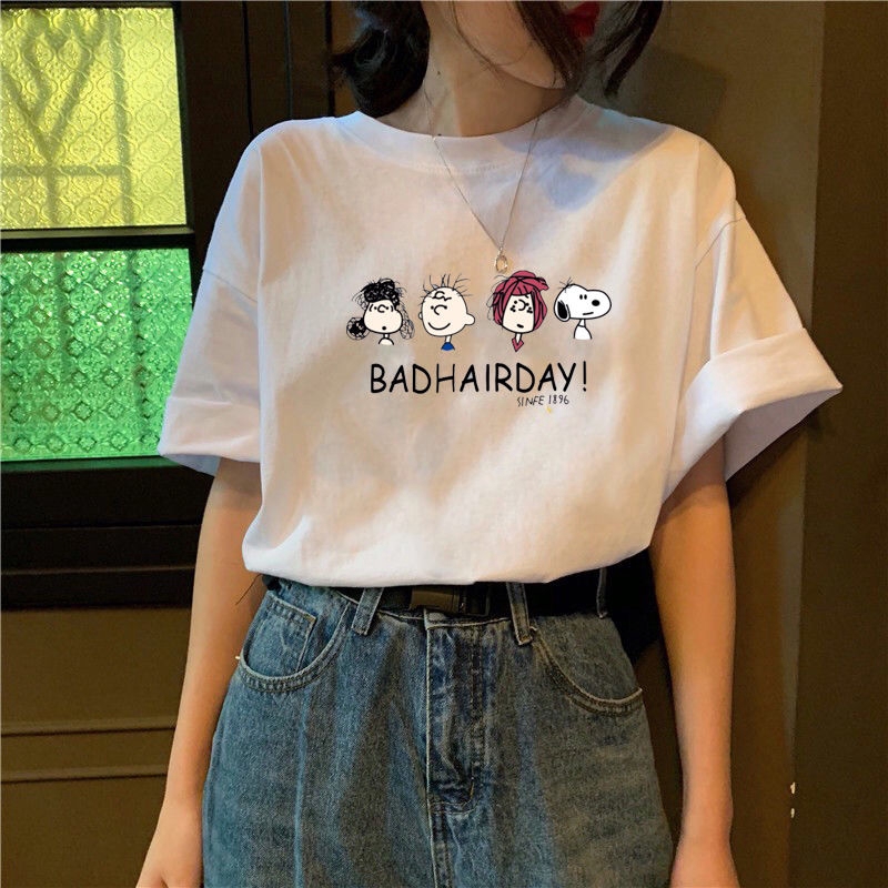 Áo thun nữ ngắn tay cổ tròn thời trang Hàn Quốc