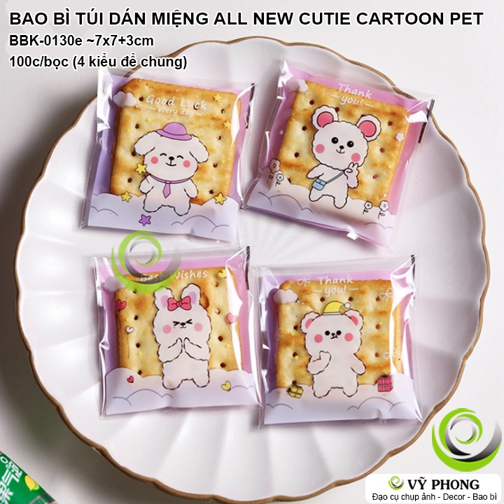 BAO BÌ TÚI DÁN MIỆNG HÀN MIỆNG ĐỰNG BÁNH KẸO ALL NEW CUTIE CARTOON PET KIỂU MỚI QUÀ TẶNG CÁC DỊP LỄ TẾT NOEL BBK-0130