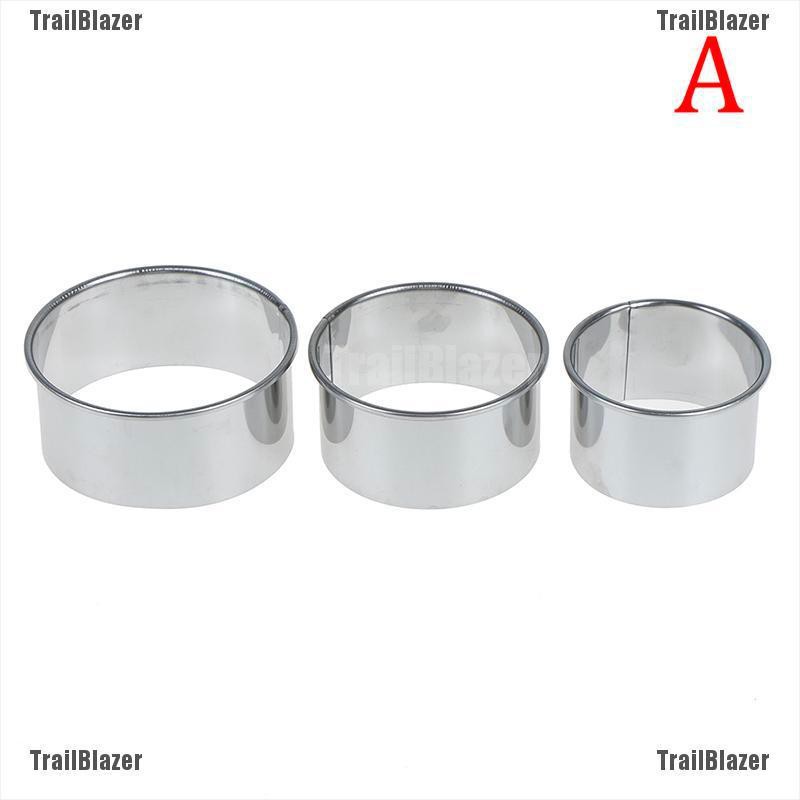 Set 3 Dụng Cụ Cắt Bột Bánh Hình Tròn / Hoa Bằng Thép Không Gỉ