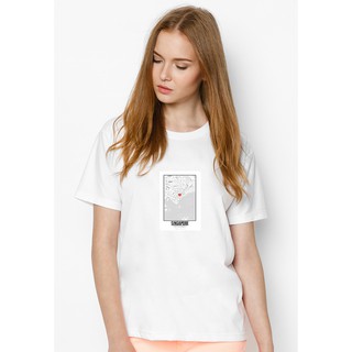 Áo thun nữ in hình Map love Singapore-( trắng)