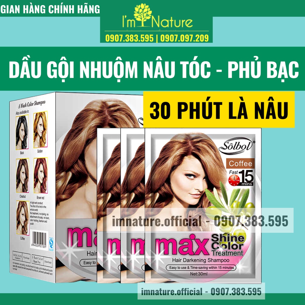 10 Gói Gội Nhuộm Nâu Tóc Phủ Bạc Gội Là Nâu  Solbol / Bolsa