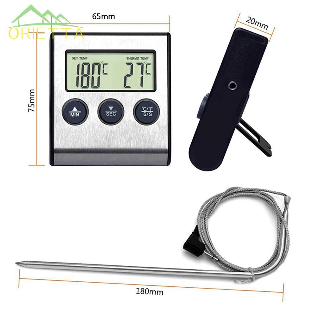 orietta♛Digital Oven Thermometer Kitchen Food Cooking Meat BBQ Probe with Timer