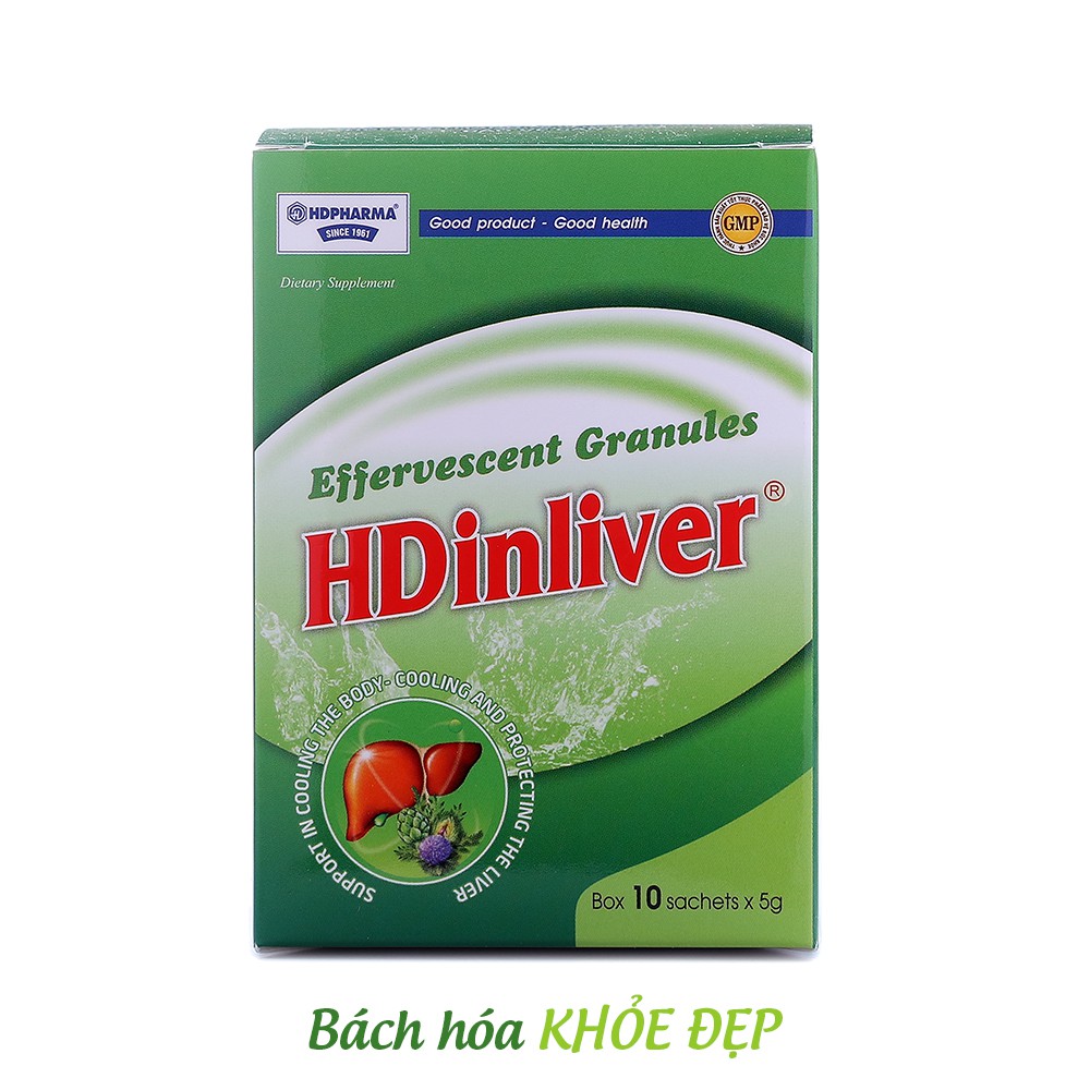 Cốm sủi HDinliver hỗ trợ thanh nhiệt, mát gan, bảo vệ gan - Hộp 10 gói
