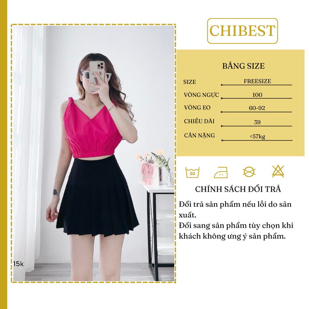 Áo kiểu croptop vai xoắn Bo Eo Tay sat nách chất kate Xinh Xắn CHIBEST DAB59