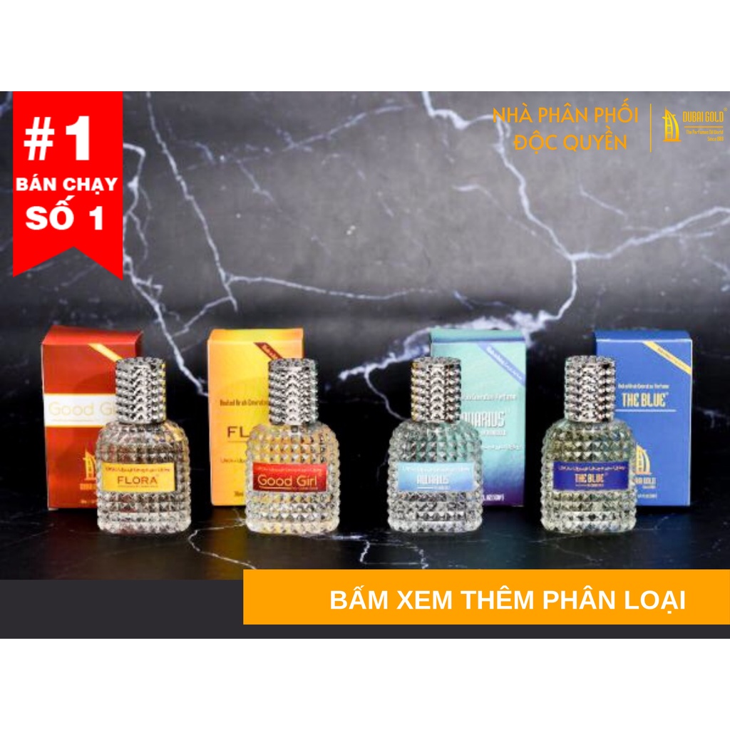 Nước hoa Dubai Gold nội địa, đa dạng mùi hương tặng kèm 01 chai tinh dầu