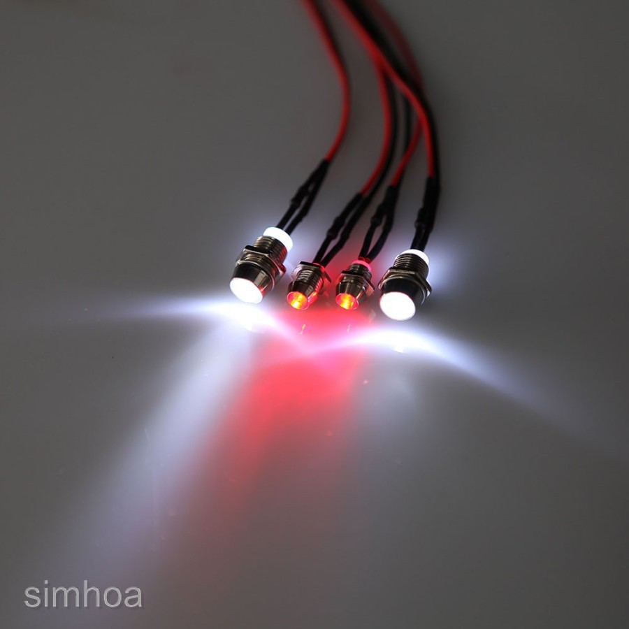 Đèn Pha LED 4 Bóng 5MM 3MM 4 Bóng Tỉ Lệ 1 / 10 Cho Xe Đồ Chơi HSP RC
