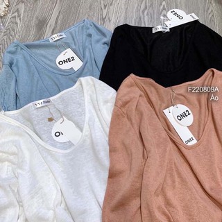 Áo thun giấy cổ tim tay dài!