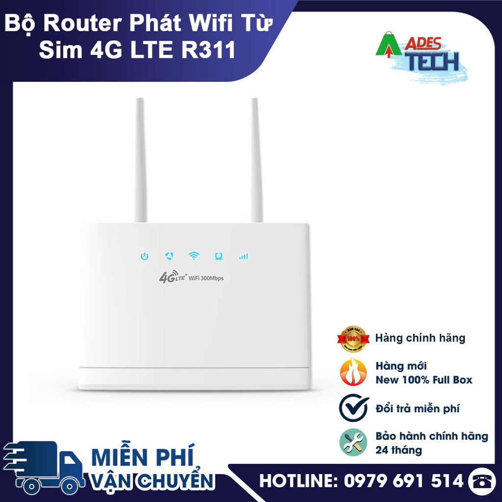 Bộ Router Phát Wifi Từ Sim 4G LTE R311 | Kết Nối Được 32 Thiết Bị, 1 Cổng LAN Tốc Độ Cao | Bảo Hành Chính Hãng 6 Tháng