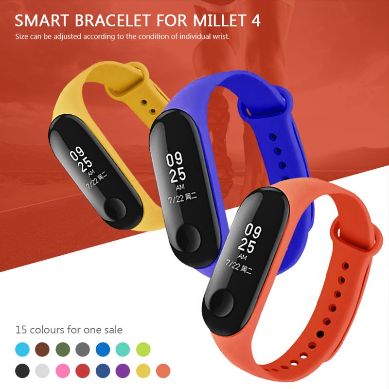 Set 15 Dây Đeo Silicon Thay Thế Cho Đồng Hồ Thông Minh Xiao Mi Band 4 3