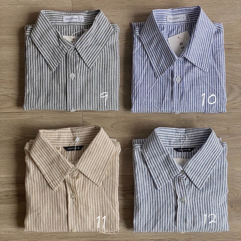 Unleashedvn LIMITED STRIPED BOYFRIEND LINEN SHIRT - Áo sơ mi dáng rộng kẻ sọc trendy