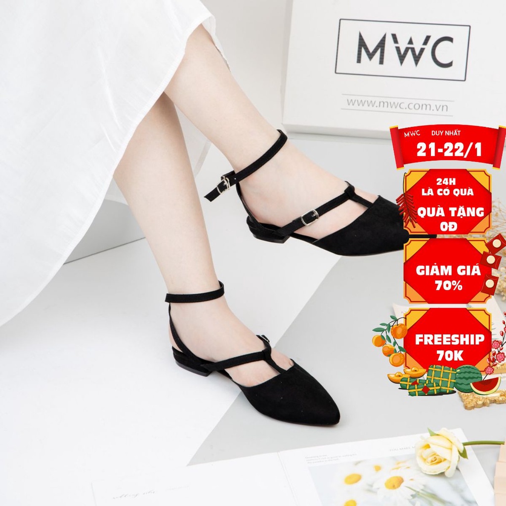 GIÀY BÚP BÊ NỮ MWC - BÚP BÊ MŨI NHỌN PHỐI DÂY - BÚP BÊ DA LỘN - NUBB- 2176
