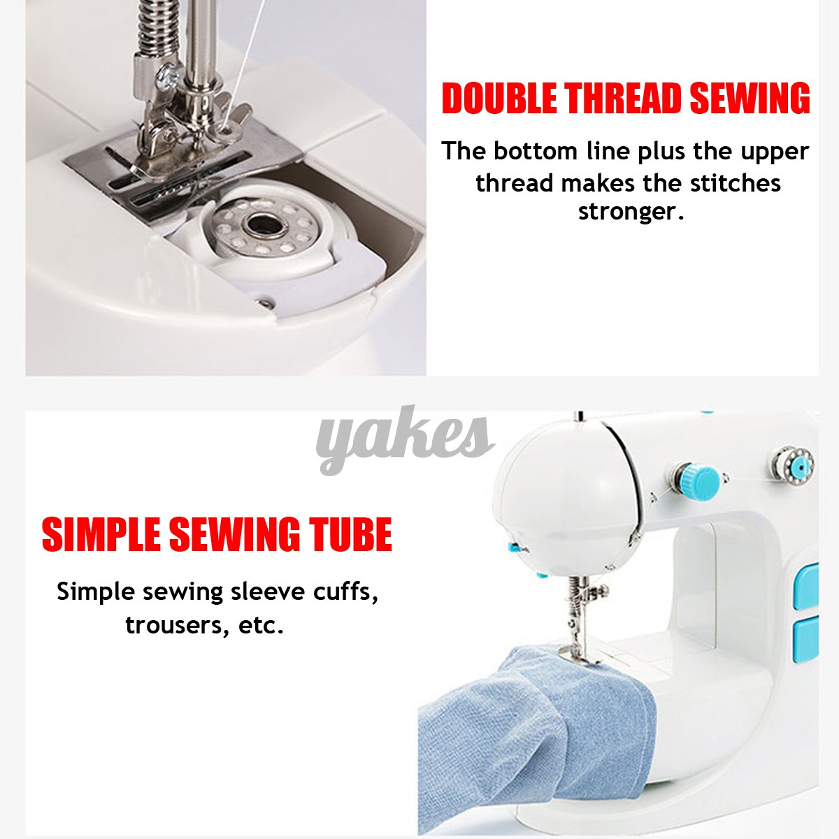 2 Speed Desktop Electric Mini Automatic Thread Sewing Machine Household Tailor YAKES