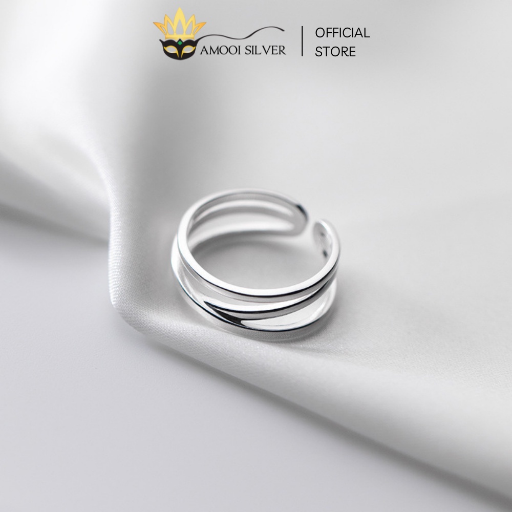 Nhẫn bạc S925 3 lớp xoắn dạng dầy - Amooi Silver AN103