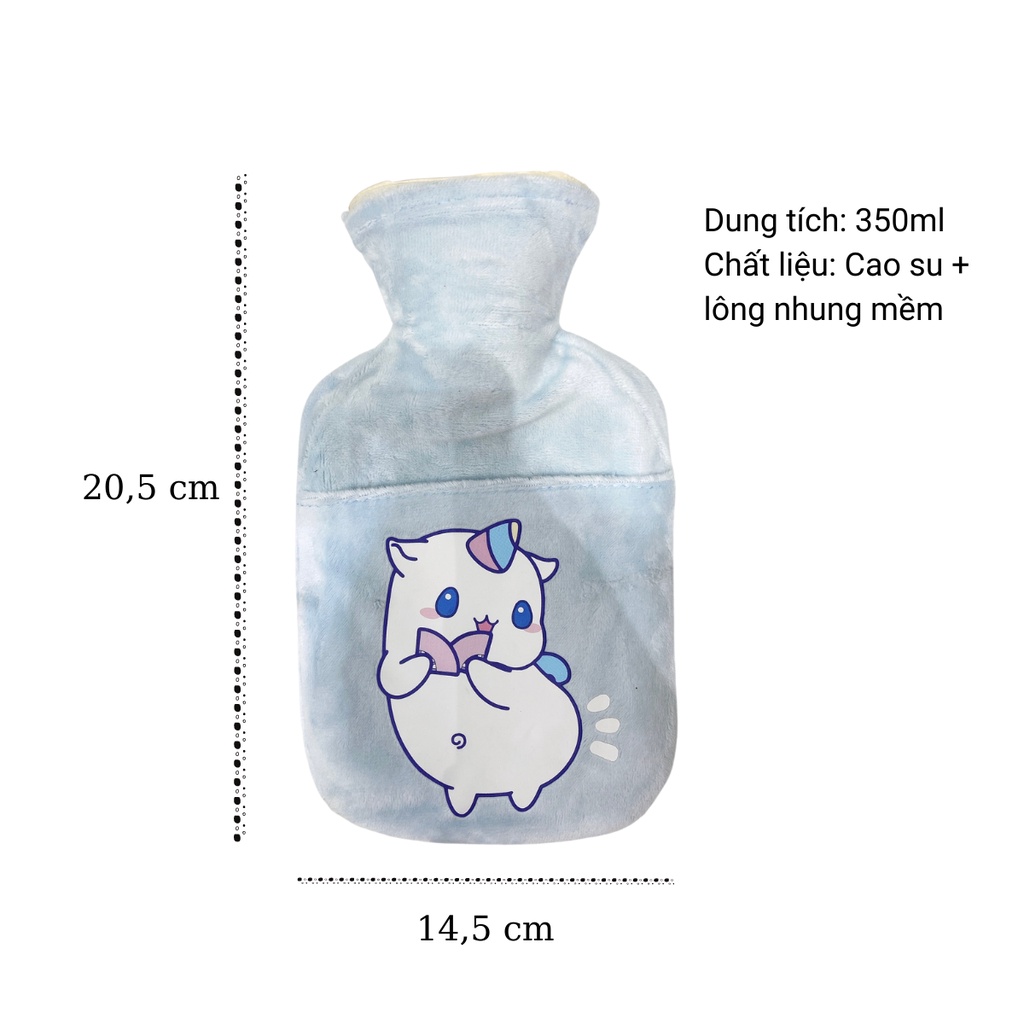 ( HÌNH THÚ BẤT KÌ ) TÚI SƯỞI CHƯỜM ĐAU BỤNG KINH VÀ GIỮ ẤM CƠ THỂ (300ml) loại chuẩn chắc chắn