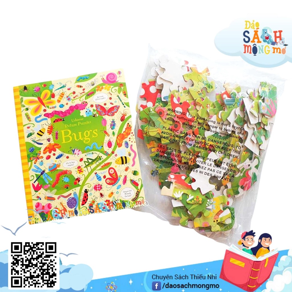 Bộ Xếp Hình Cho Bé Usborne Puzzle B00k and Jigsaw Bugs