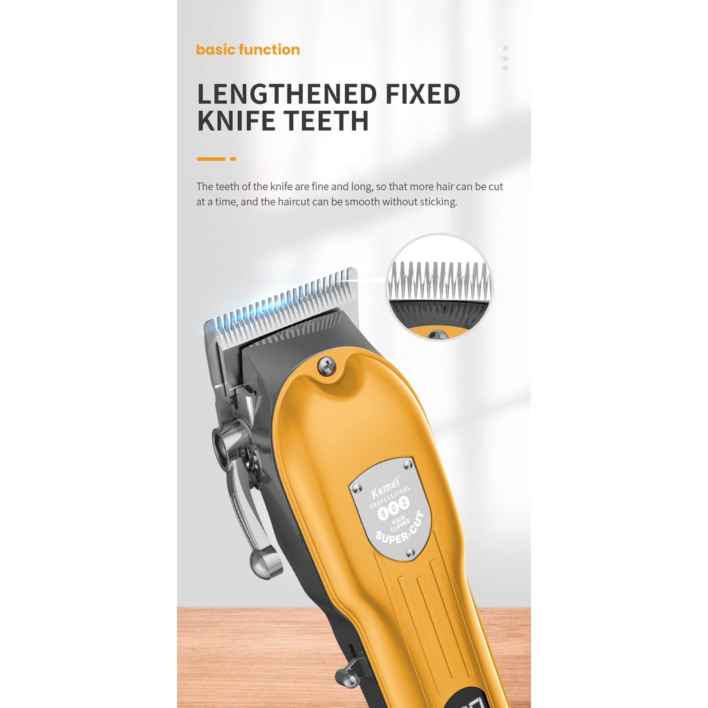 Tông đơ cắt tóc điện Kemei chuyên nghiệp không dây bằng kim loại sử dụng tại nhà / salon DIY cho nam