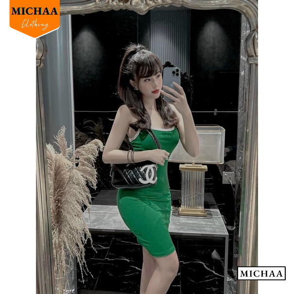 Đầm Váy Body 3 LỖ VIỀN Basic Nữ Kiểu Ôm Body, Đầm Thun Gân Tôn Dáng Nhiều Màu - MICHAA ĐB18