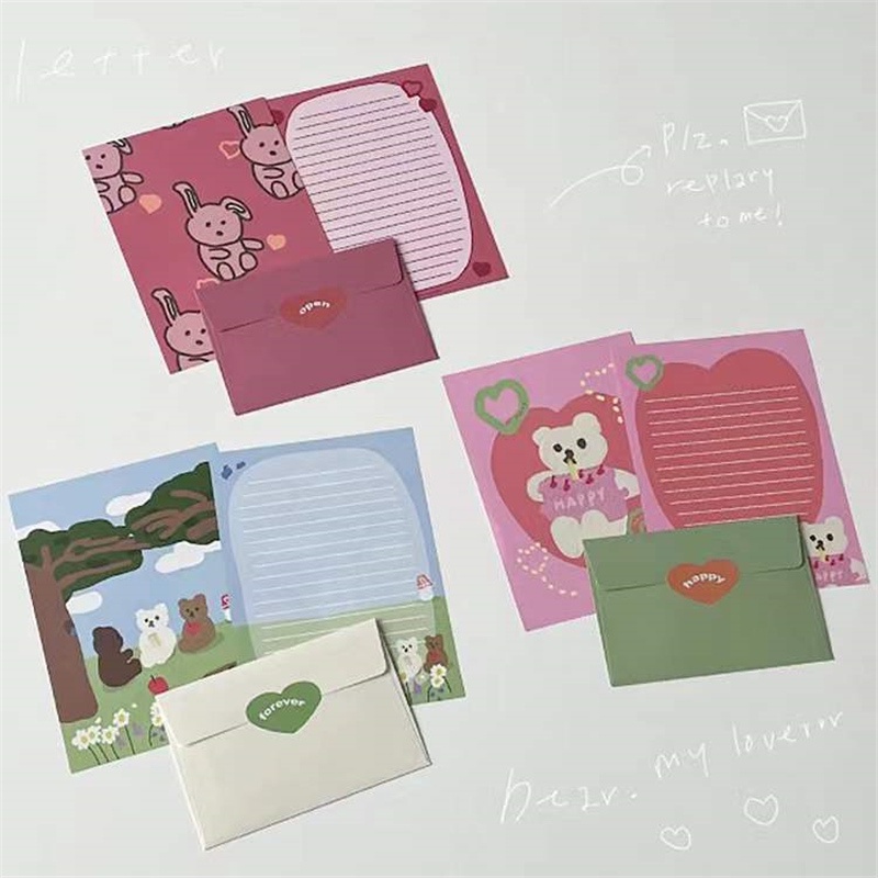 Bộ sản phẩm làm thiệp với miếng dán trang trí cho bìa thư họa tiết dễ thương bắt mắt