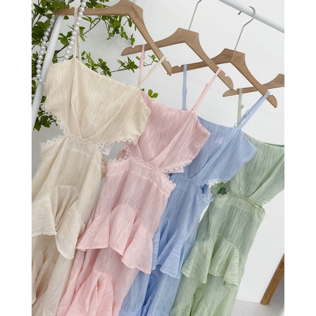 ĐẦM MAXI HỞ EO XANH LÁ